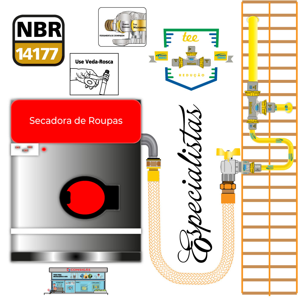 tee Redução pex multicamada gás