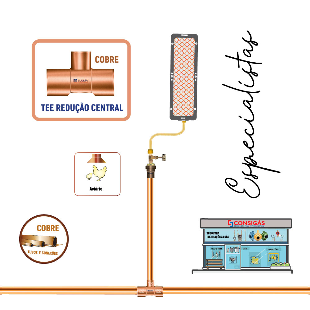 tee redução cobre solda